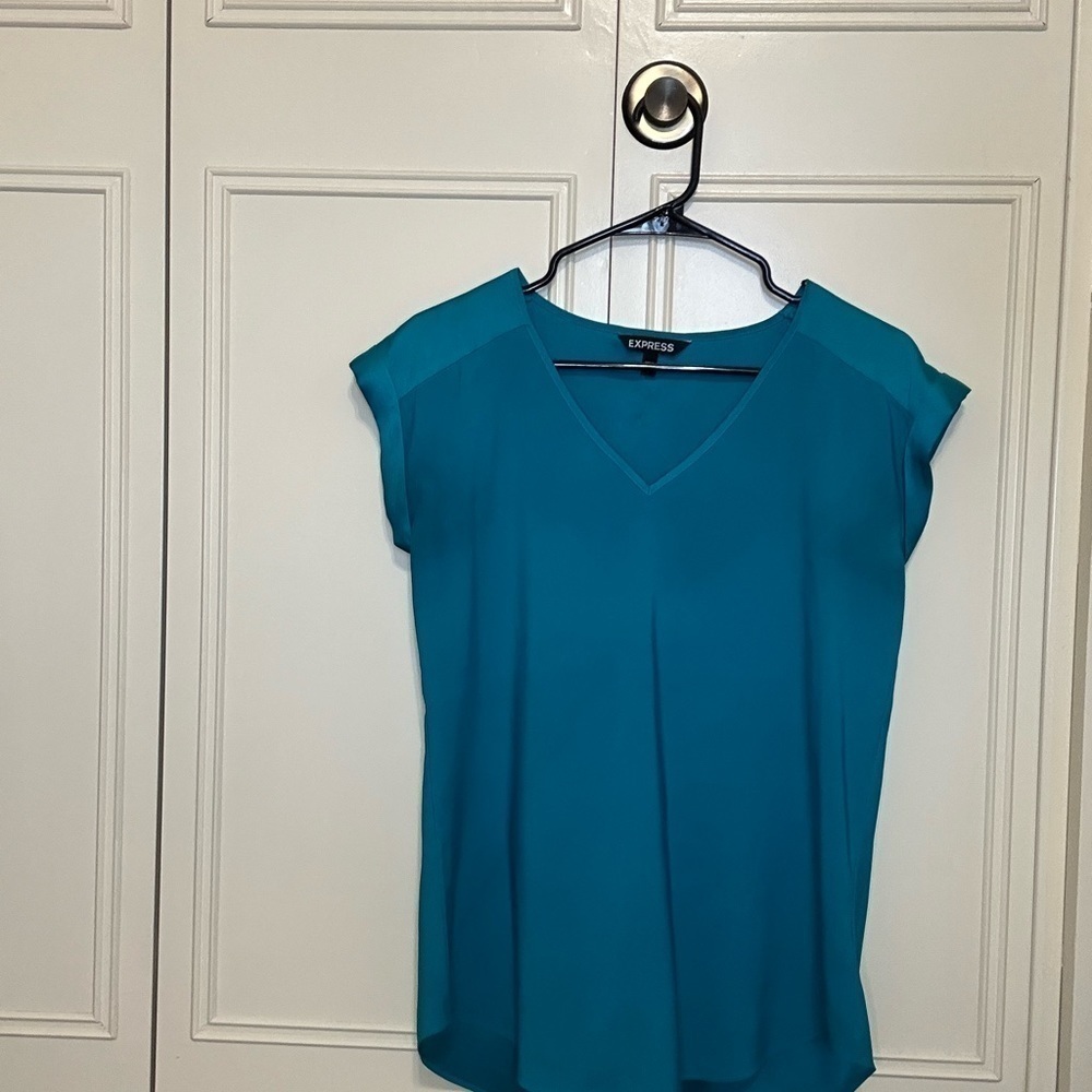 Express Blue V Neck Blouse Size Small Light and Silky